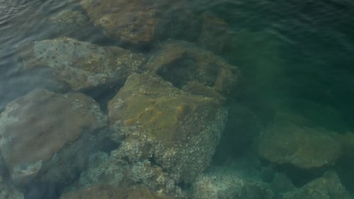 Coastal Rocks Under Clear Ocean Water