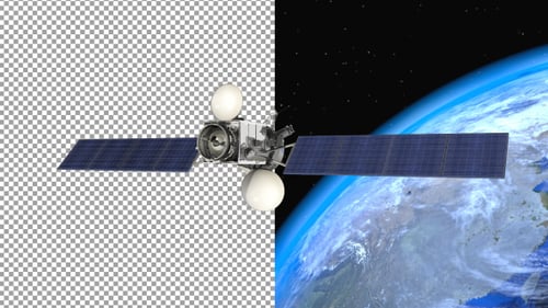 Realistic 3D Communication Satellite Orbiting Earth