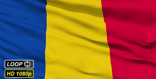Waving Romania Flag Background Loop