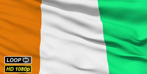 Realistic Waving Flag of Cote d'Ivoire (Ivory Coast)