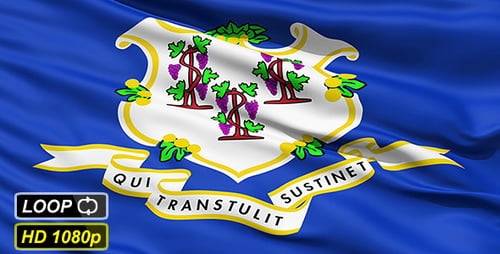 Waving Connecticut State Flag Seamless Loop