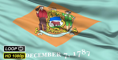 Wehende Flagge des US-Bundesstaates Delaware