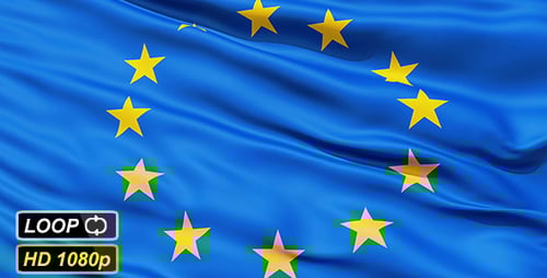 Waving European Union Flag Seamless Loop Animation