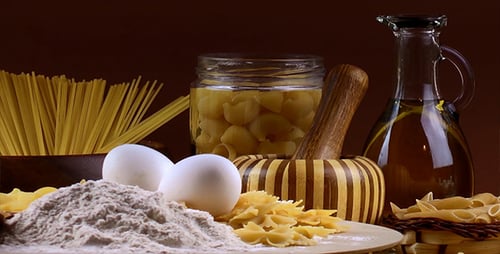 Pasta Ingredients Still Life with Flour and Eggs