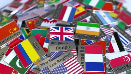 Magnet or Badge with Rotterdam Text and Flag