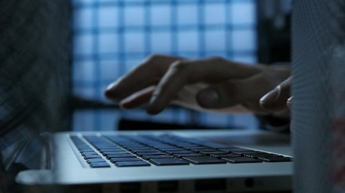 Man Fast Keyboard Typing At Night