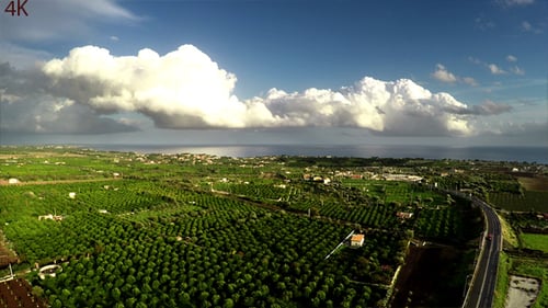 Aerial Countryside near Sea
