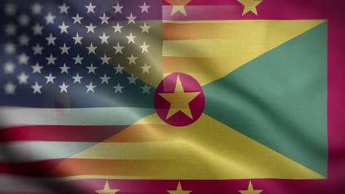 USA Grenada Flagge Schleife Hintergrund 4K