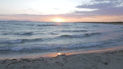 Sunset Scene Of The Sea With Colorful Sun