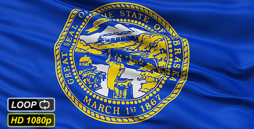 Waving Nebraska State Flag Seamless Loop Animation