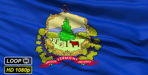 Waving Vermont State Flag Animation