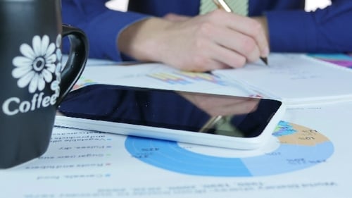 Businessman Working With Tablet And Drink Coffee