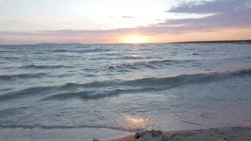 Sunset Scene Of The Sea With Colorful Sun