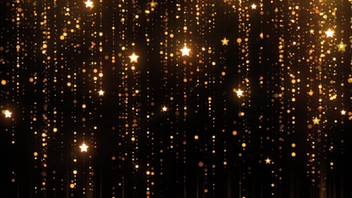 Golden Glittering Particles and Stars Falling Festive Background