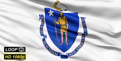 Realistic Waving Massachusetts State Flag Animation
