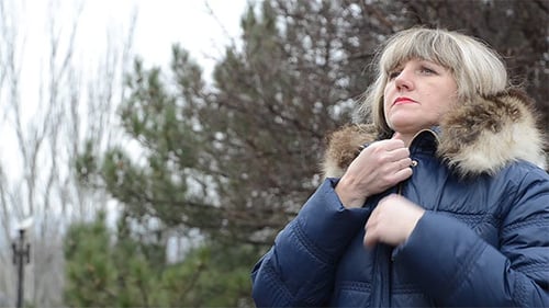 Woman in Winter Coat in an Urban Setting