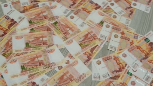 Many Russian Money Lying On Floor