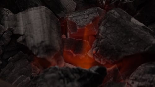 Hot Coals Embers Glowing Red And Burning