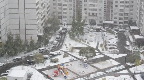 Starker Schneefall in Moskau, Russland