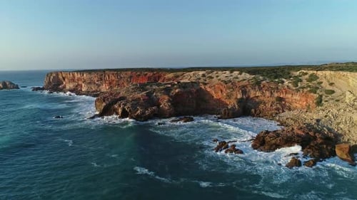Aerial of Atlantic Coast with Rocks in Portugal