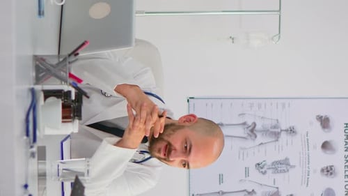 Doctor Speaking in the Clinic Office in Vertical Video