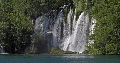 Rog Waterfall, Roski Slap, Krka Natural Park, Near Sibenik in Damaltia, Croatia, Real Time 4K