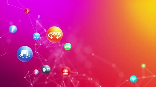 Abstract Technology Icons Connecting Digital Network Loop