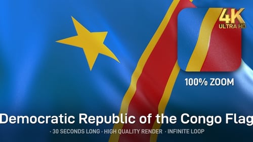 Democratic Republic of Congo National Flag Waving Loop