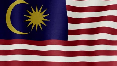 Waving Malaysian Flag with Fabric Texture