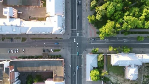 Crossroad in the City Aerial View
