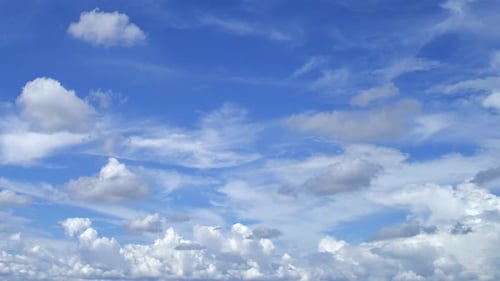 Blue Sky and White Clouds Moving Gently