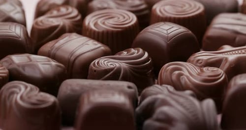 Delicious Milk Chocolates Rotating Close Up View