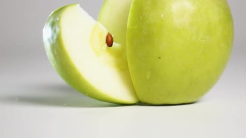 Close Up of Green Apple with Slice Removed