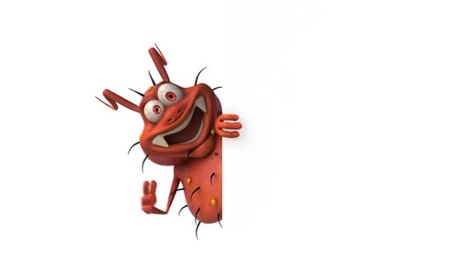 3D Cartoon Germ Monster Peeking Character Reveal