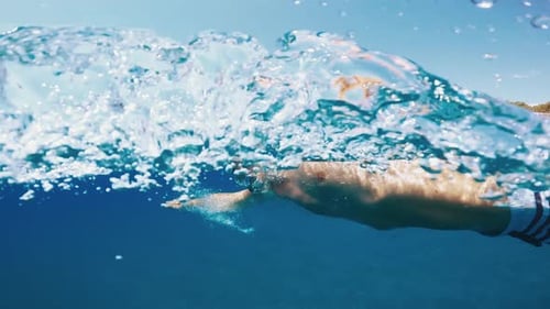 Man Swimming in the Calm Sea