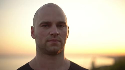 Man Portrait at Beautiful Seaside Golden Hour