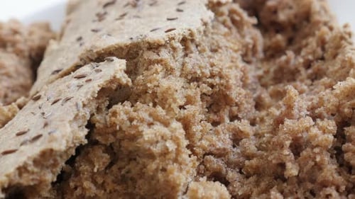 Close Up of Crumbled Grainy Brown Bread