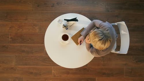 Young Happy Woman Talking on Mobile Phone with Friend While Sitting Alone in Modern Coffee Shop