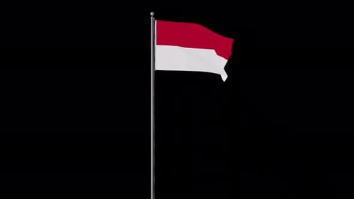Realistic Waving Indonesia Flag Animation Loop