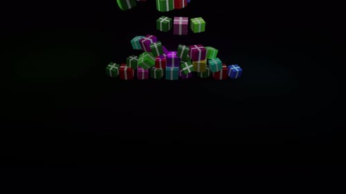 Colorful 3D Gift Boxes Falling Animation Loop