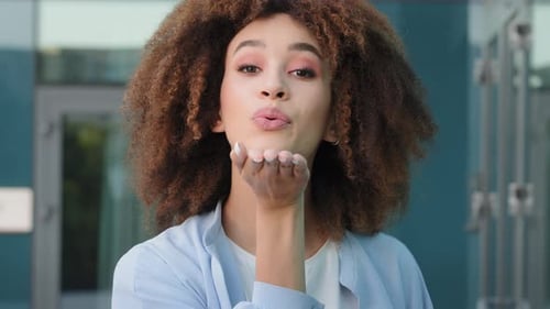 Portrait of Beautiful African American Girl Student Ethnic Afro Mixed Race Woman Female Model with