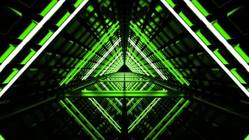 Green Neon Lights Tunnel