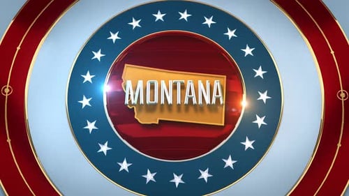 Montana United States of America State Map with Flag 4K