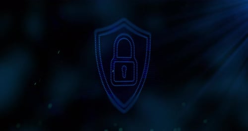 Dot Matrix Cyber Security Shield Logo Reveal