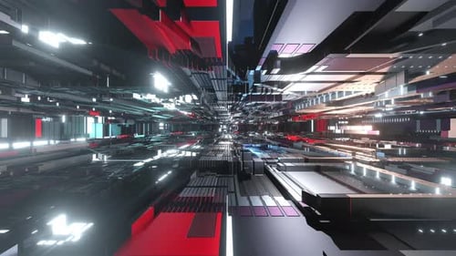 Futuristic Cyber Tunnel Data Stream Motion Background Loop