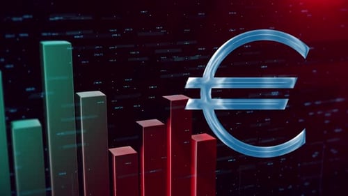 Futuristic Euro Symbol and Corporate Financial Data Bar Graph