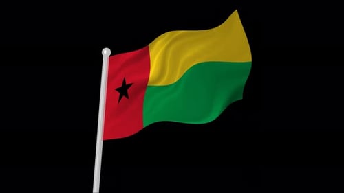 Guinea-Bissau National Flag Waving Animation on Alpha Channel