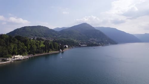 Picturesque Scenery of the Alps Mountains by Lake Como, Italy - Aerial