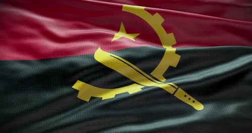 Realistic Waving Angola Flag Loop Animation