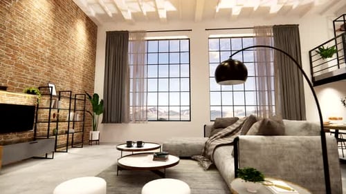 Home decoration modern loft interior design.